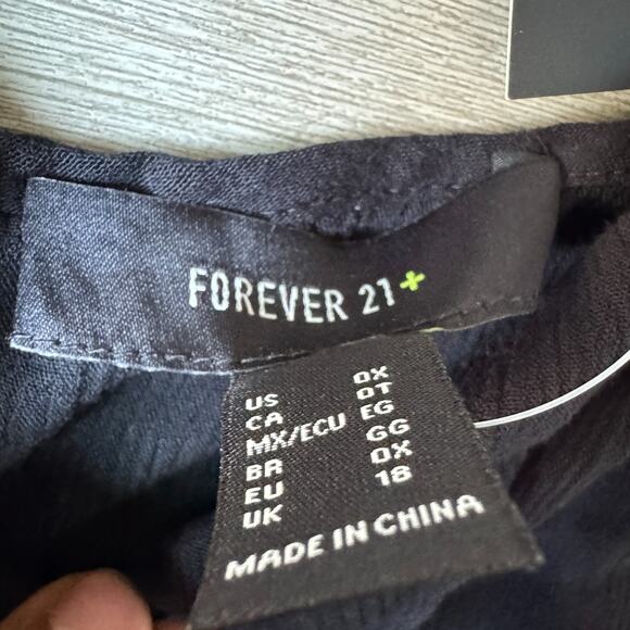 Forever 21+ Black Sleeveless Ruffle Hem Mini Dress Women’s Size 0X Bow Front NWT - Picture 4 of 7